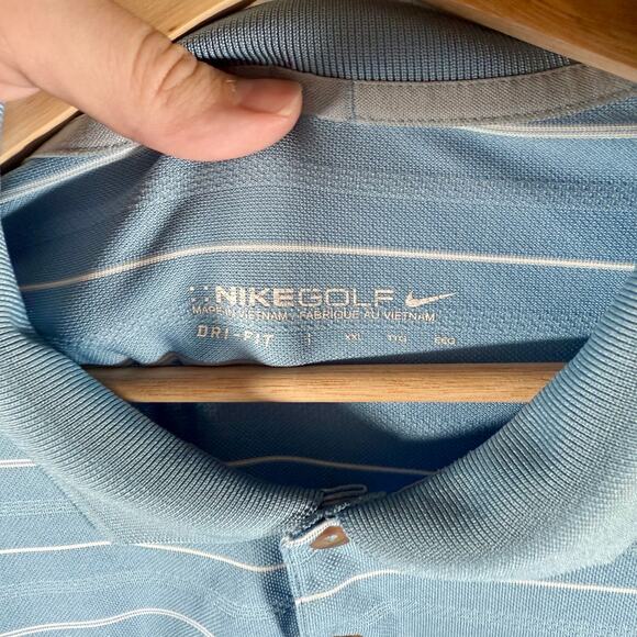 Nike Golf Men's XXL Blue & White Striped Performance Polo Shirt Athleisure READ - Picture 4 of 10